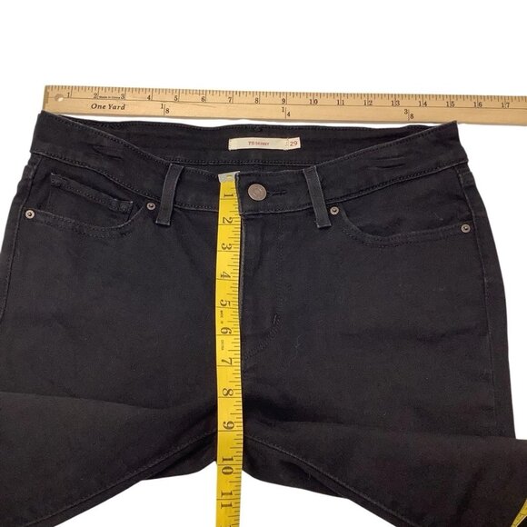 Levis 711 Skinny Flare Cropped Ruffle Hem Jeans Size 29 - Picture 6 of 9